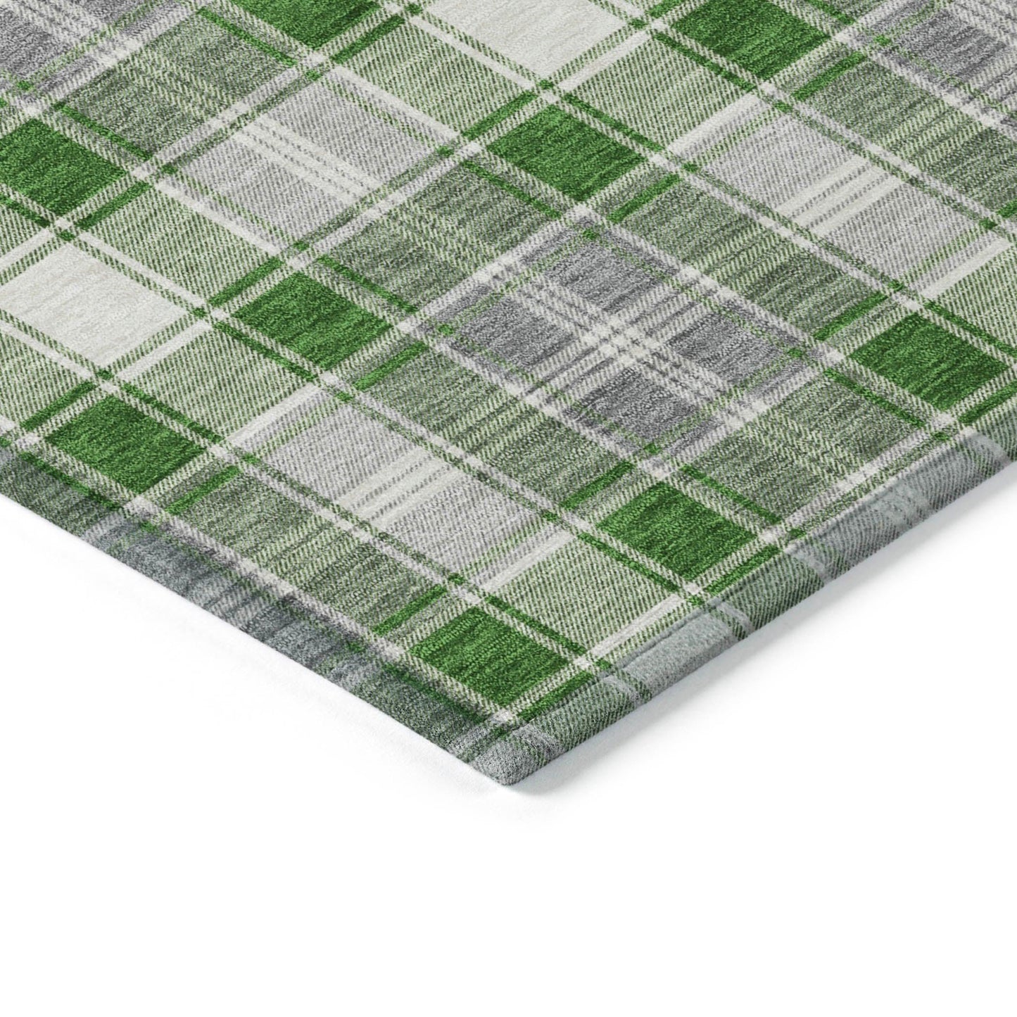 Quaanor Green Washable Indoor-Outdoor Rug