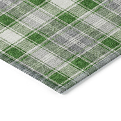Quaanor Green Washable Indoor-Outdoor Rug