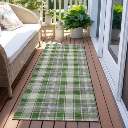 Quaanor Green Washable Indoor-Outdoor Rug