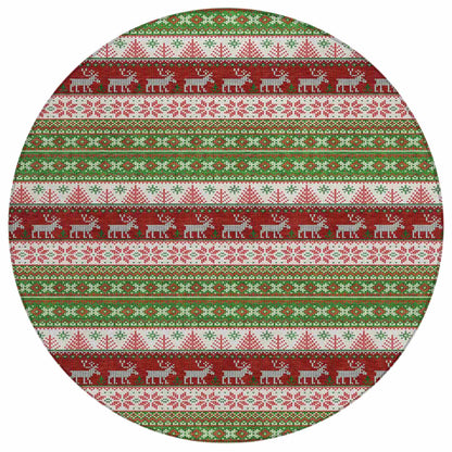 Quaara Green Washable Indoor-Outdoor Rug