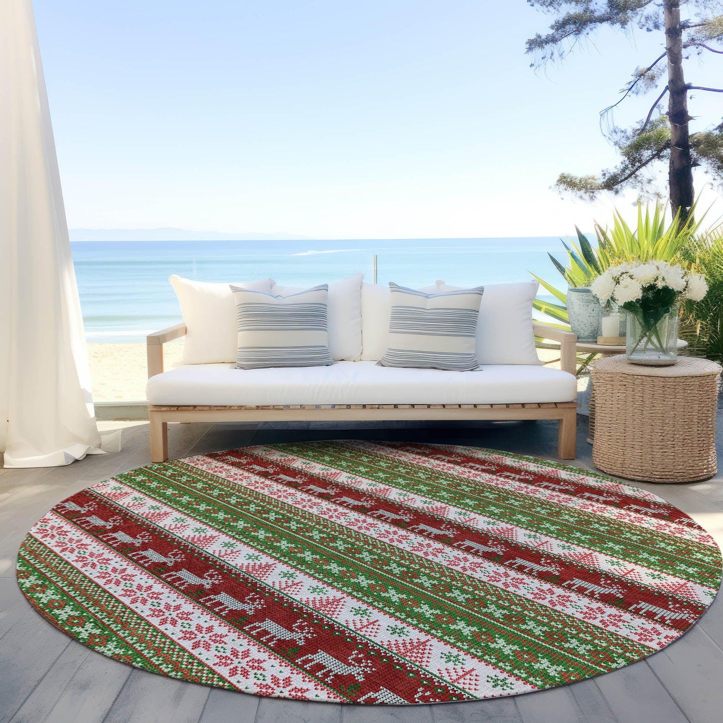 Quaara Green Washable Indoor-Outdoor Rug