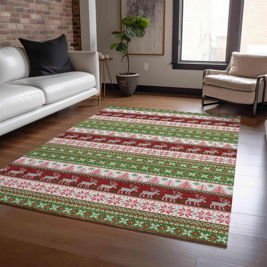 Quaara Green Washable Indoor-Outdoor Rug