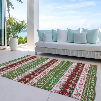 Quaara Green Washable Indoor-Outdoor Rug