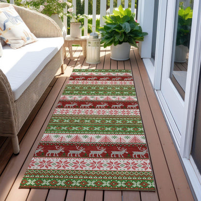 Quaara Green Washable Indoor-Outdoor Rug