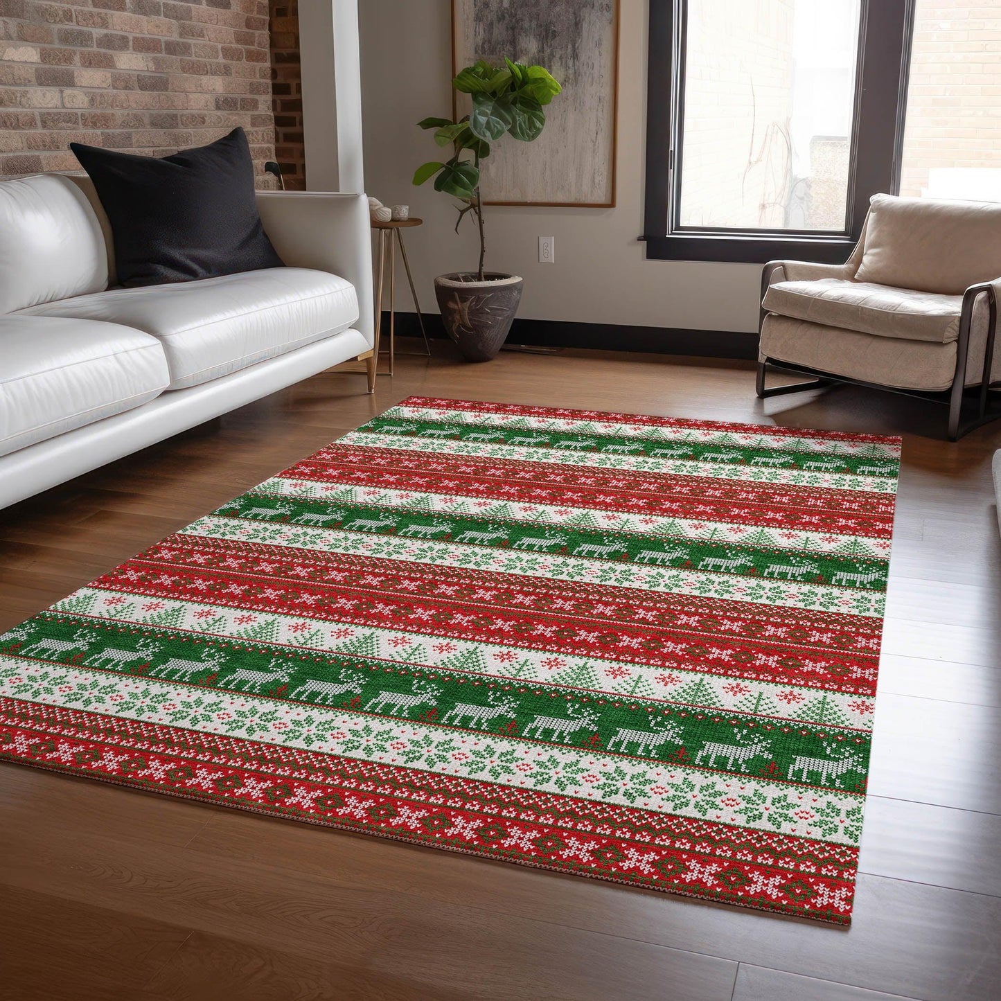 Quaara Red Washable Indoor-Outdoor Rug