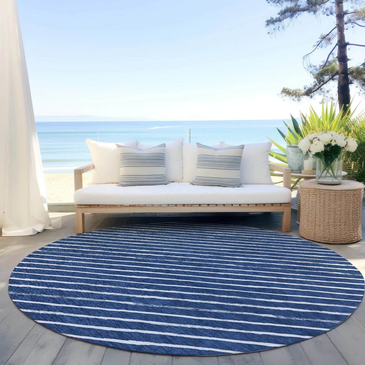 Quaaris Blue Washable Indoor-Outdoor Rug