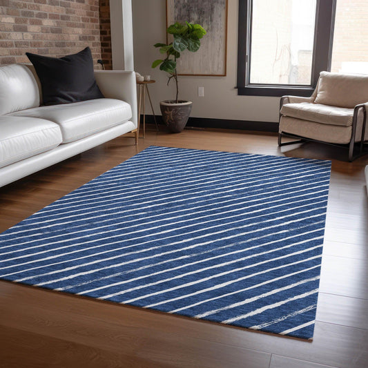 Quaaris Blue Washable Indoor-Outdoor Rug