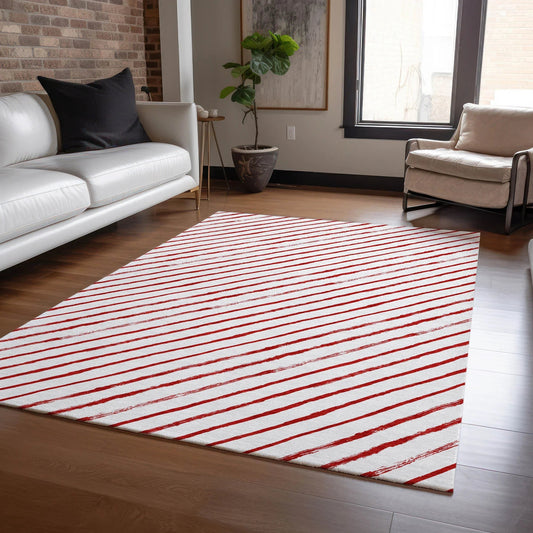 Quaaris Red Washable Indoor-Outdoor Rug