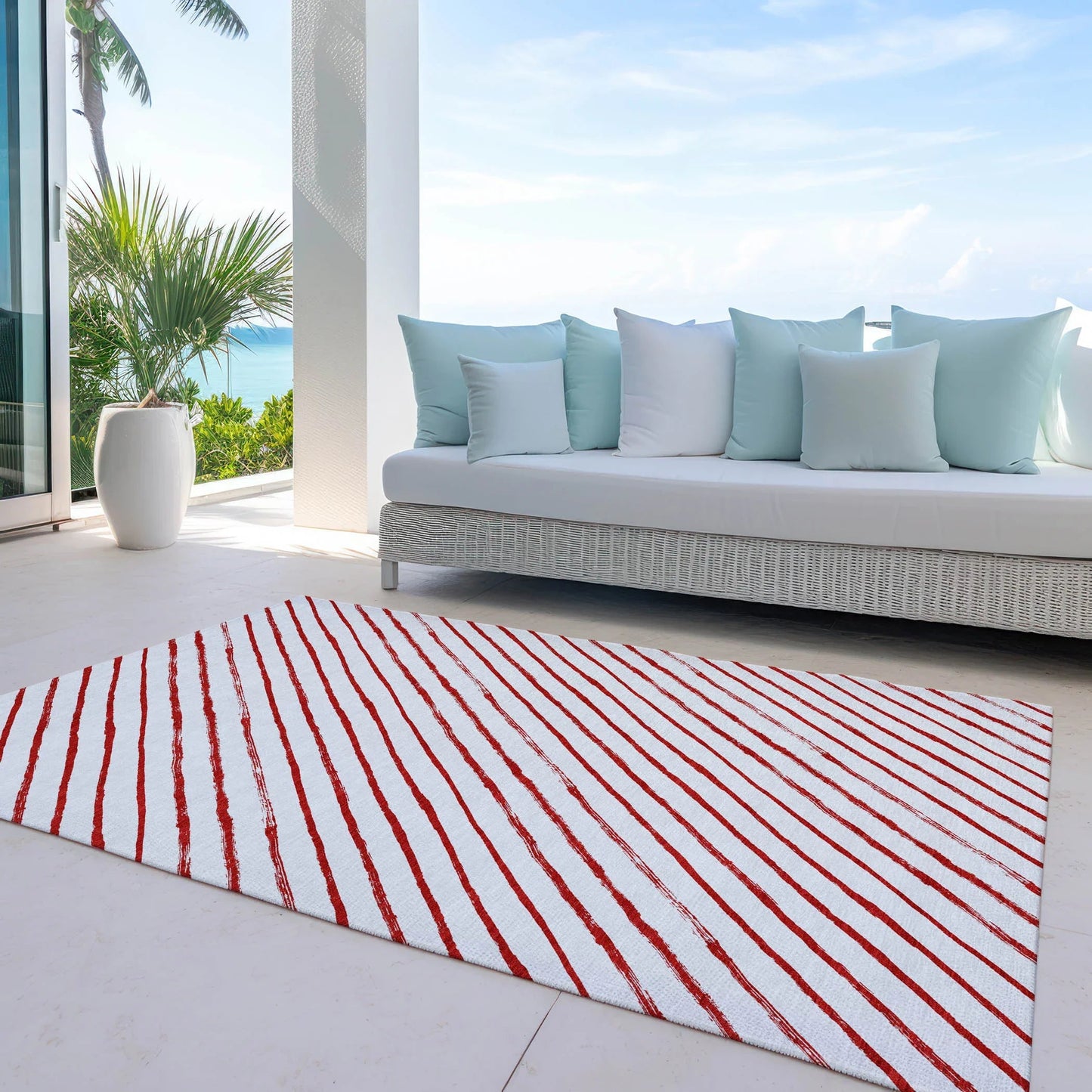 Quaaris Red Washable Indoor-Outdoor Rug