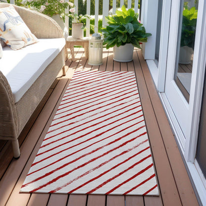 Quaaris Red Washable Indoor-Outdoor Rug