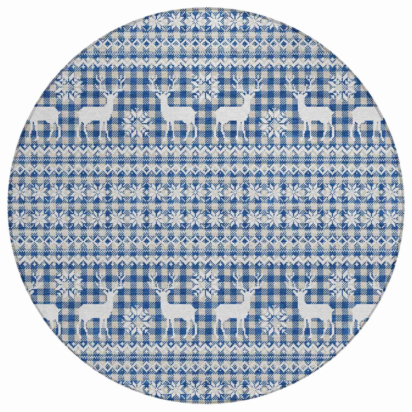 Quaas Blue Washable Indoor-Outdoor Rug