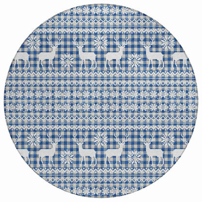 Quaas Blue Washable Indoor-Outdoor Rug