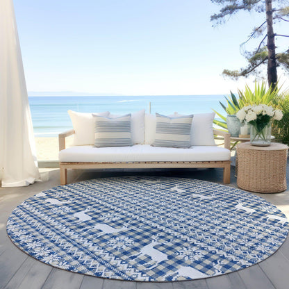 Quaas Blue Washable Indoor-Outdoor Rug