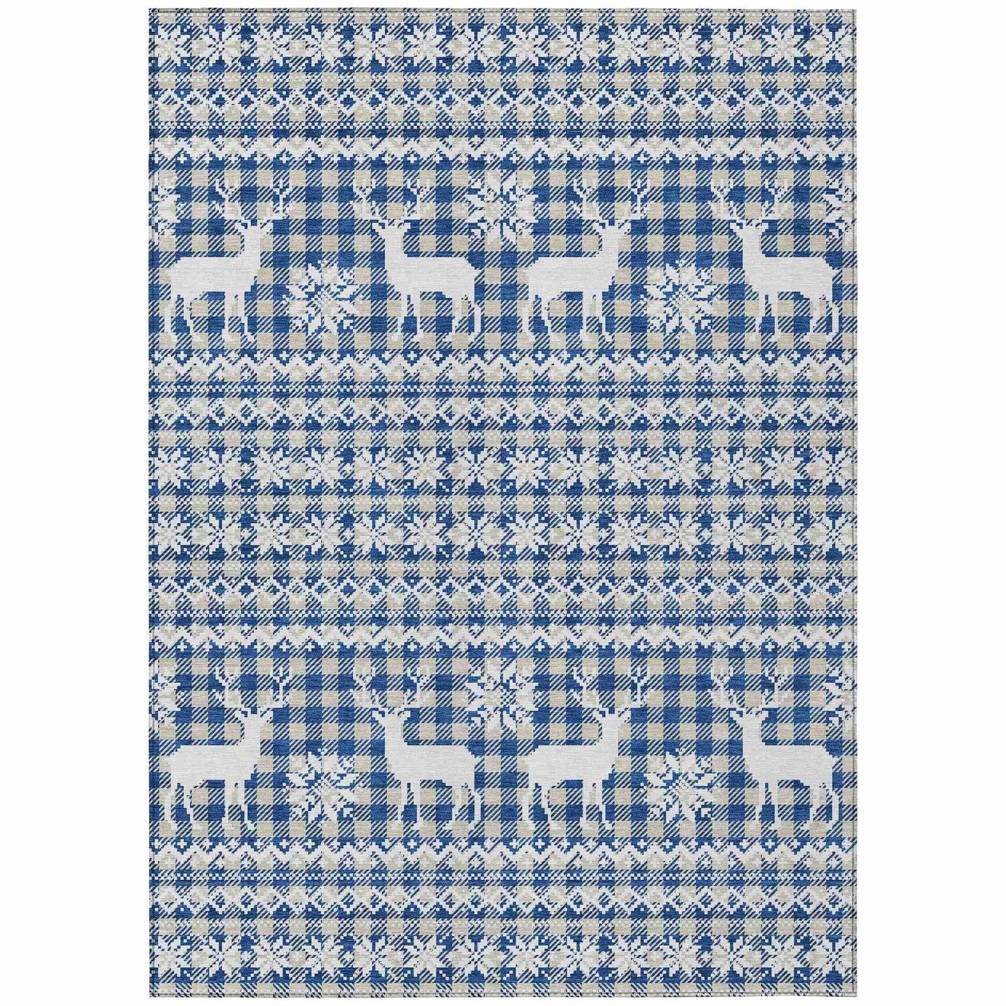 Quaas Blue Washable Indoor-Outdoor Rug