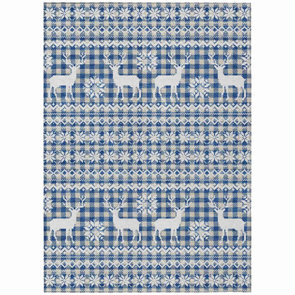 Quaas Blue Washable Indoor-Outdoor Rug