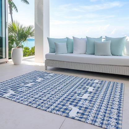Quaas Blue Washable Indoor-Outdoor Rug