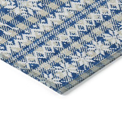 Quaas Blue Washable Indoor-Outdoor Rug