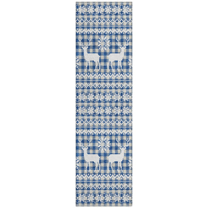 Quaas Blue Washable Indoor-Outdoor Rug