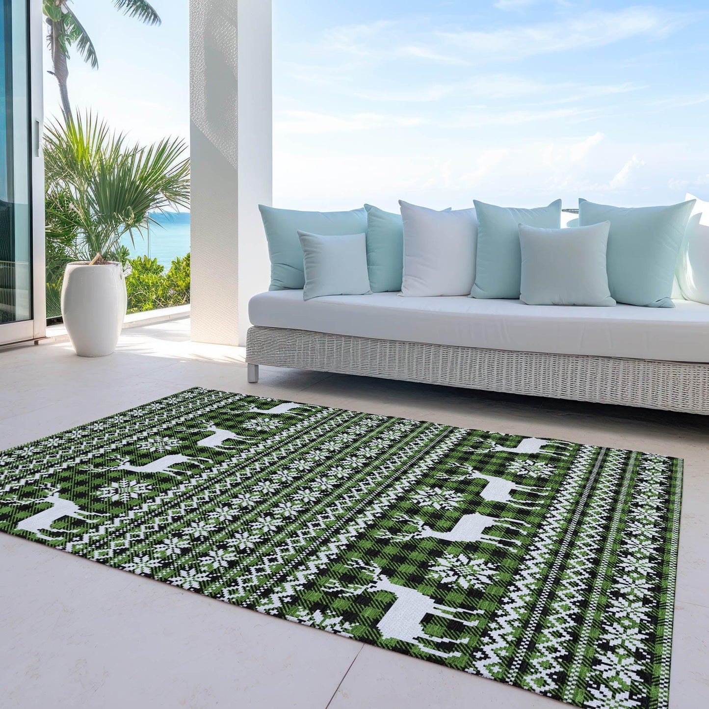 Quaas Cactus Washable Indoor-Outdoor Rug
