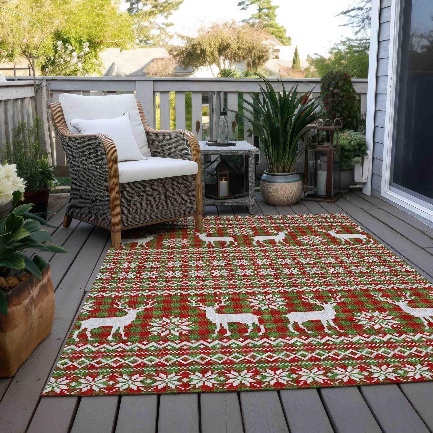 Quaas Fern Washable Indoor-Outdoor Rug