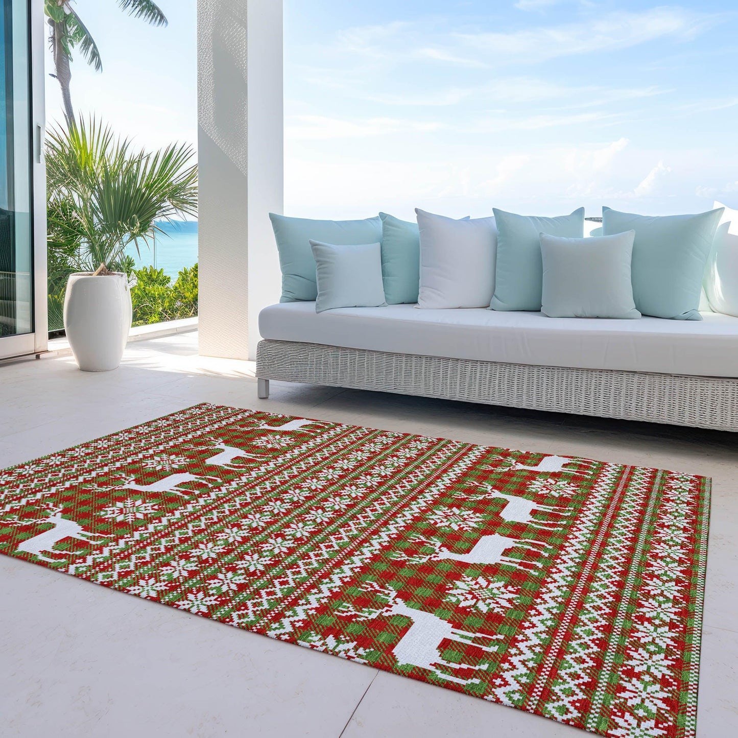 Quaas Fern Washable Indoor-Outdoor Rug
