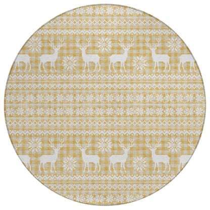 Quaas Gold Washable Indoor-Outdoor Rug