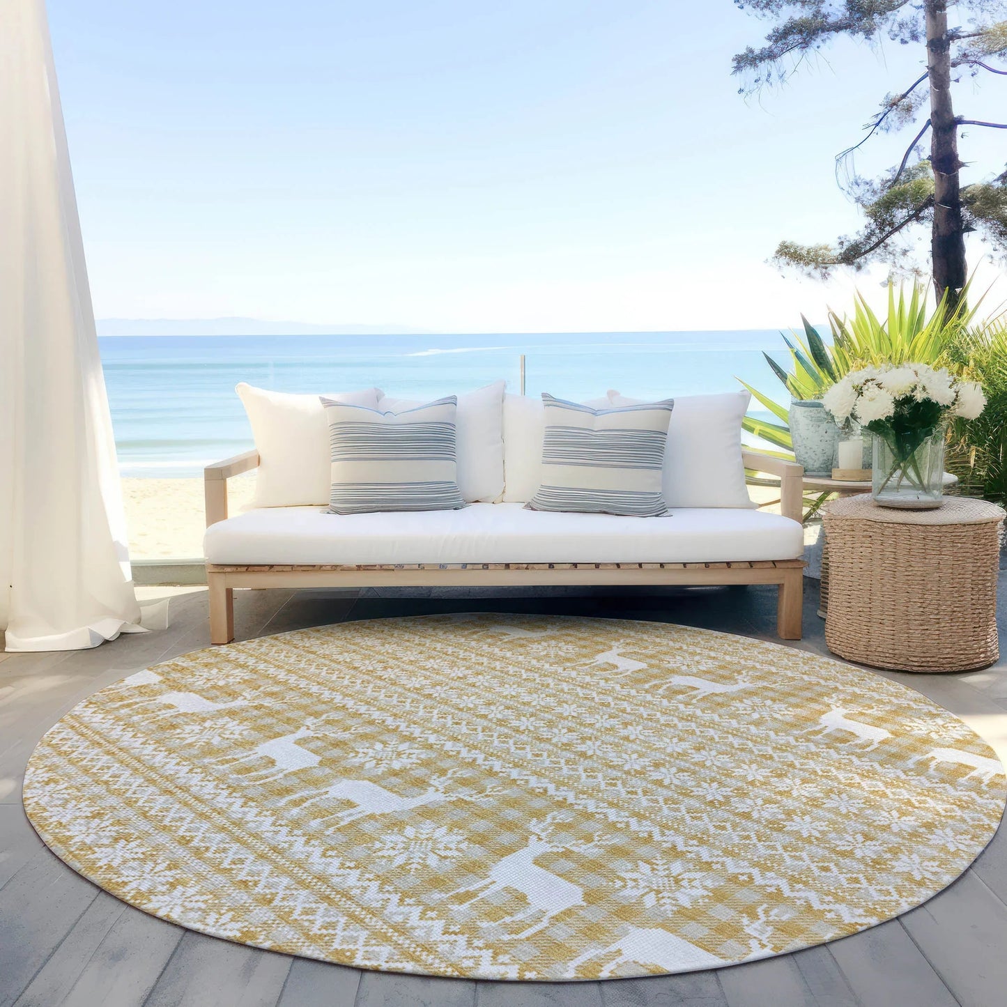 Quaas Gold Washable Indoor-Outdoor Rug