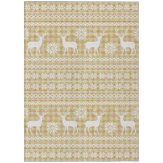 Quaas Gold Washable Indoor-Outdoor Rug