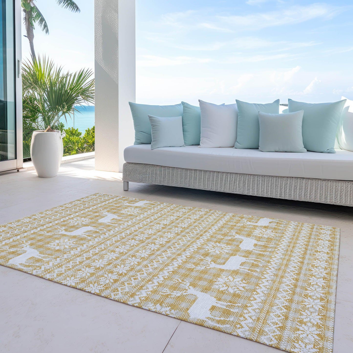 Quaas Gold Washable Indoor-Outdoor Rug