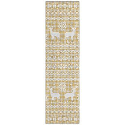Quaas Gold Washable Indoor-Outdoor Rug
