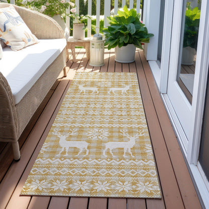Quaas Gold Washable Indoor-Outdoor Rug