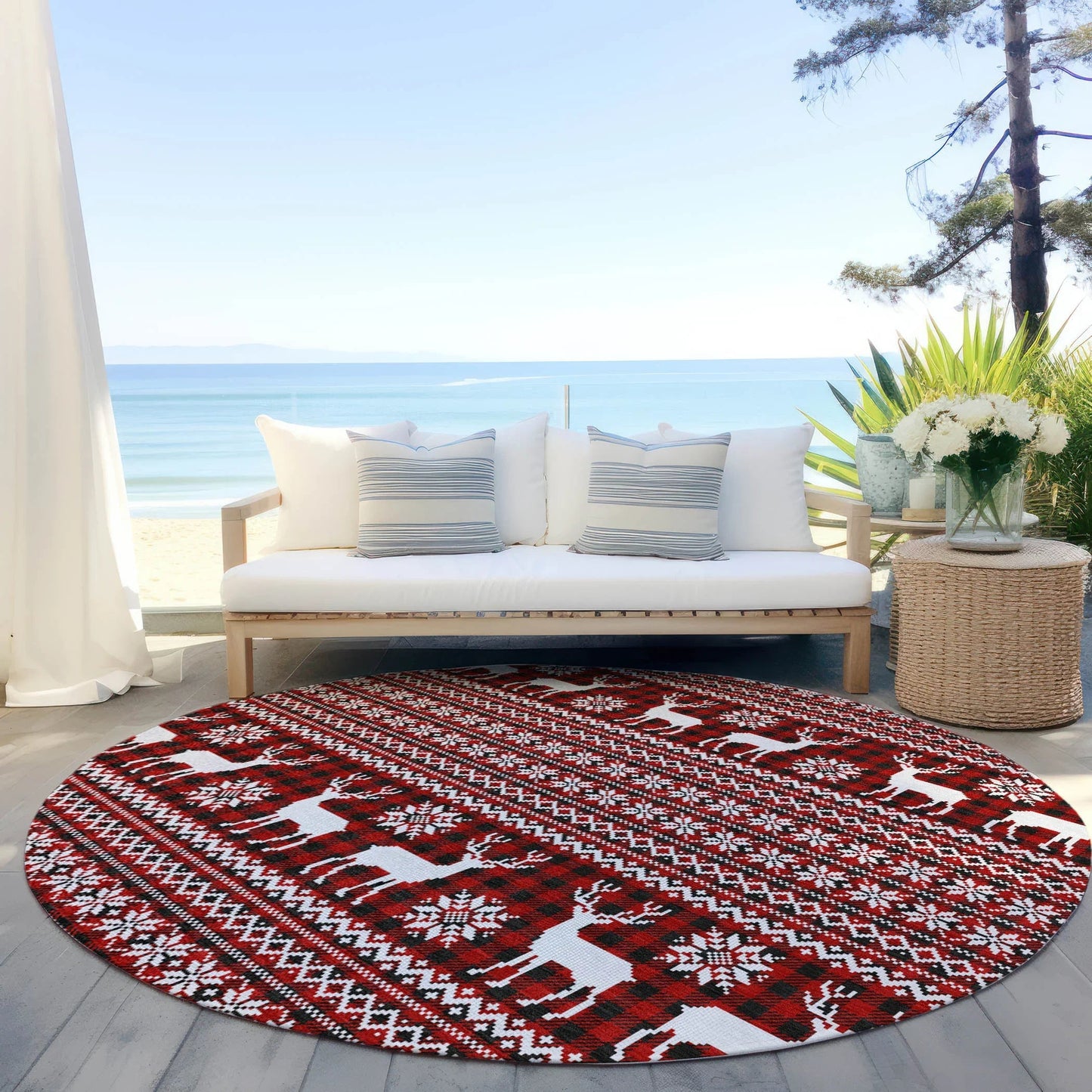 Quaas Red Washable Indoor-Outdoor Rug
