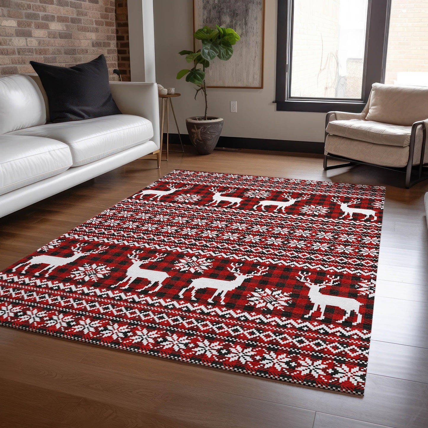 Quaas Red Washable Indoor-Outdoor Rug
