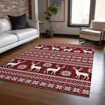 Quaas Red Washable Indoor-Outdoor Rug