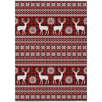 Quaas Red Washable Indoor-Outdoor Rug
