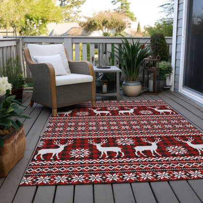 Quaas Red Washable Indoor-Outdoor Rug