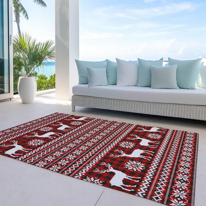 Quaas Red Washable Indoor-Outdoor Rug