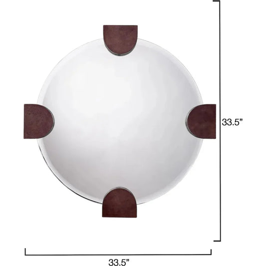 Quadrant Leather Round Wall Mirror by Jamie Young - LOOMLAN - Jamie Young - Wall Mirrors