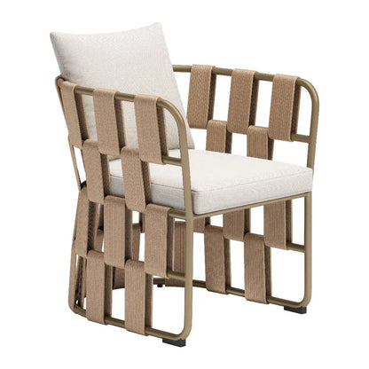 Quadrat White Dining Arm Chair-Outdoor Dining Chairs-Zuo Modern-LOOMLAN