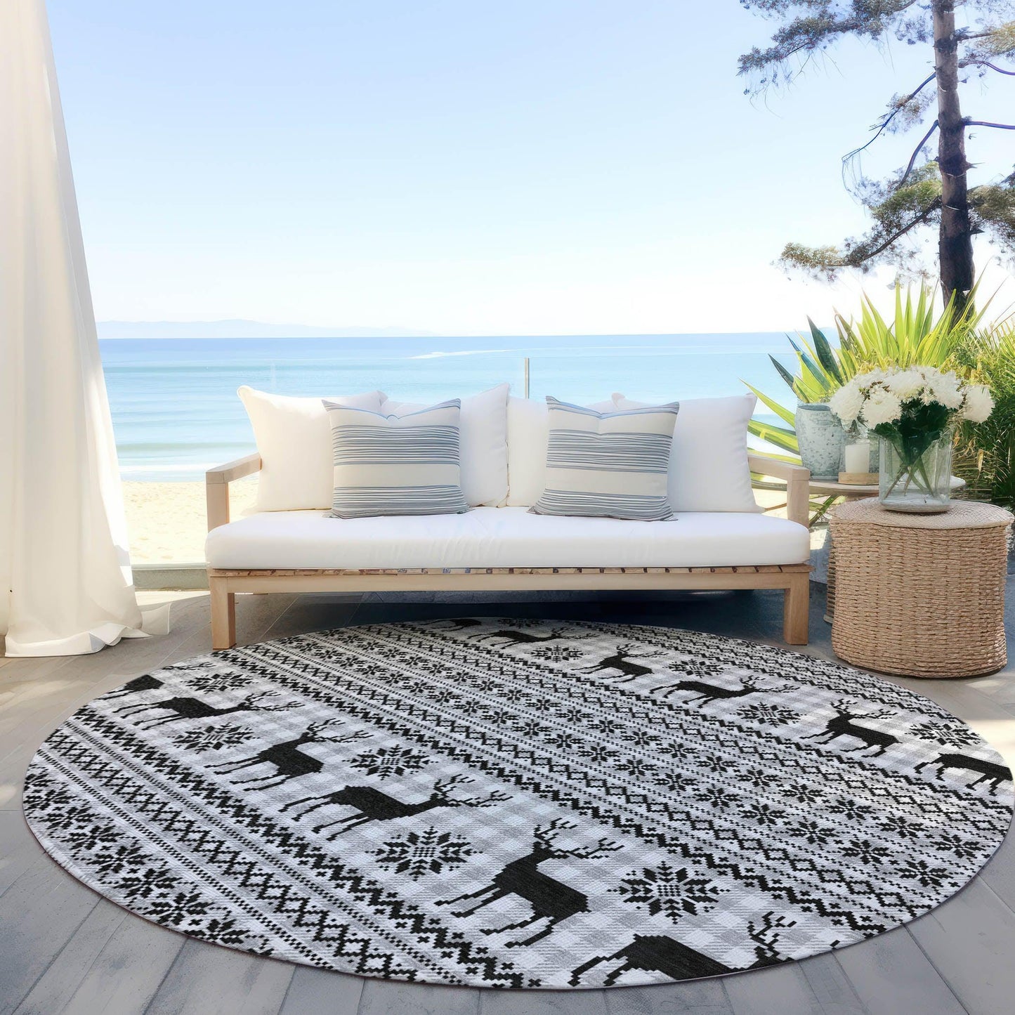 Quaion Gray Washable Indoor-Outdoor Rug