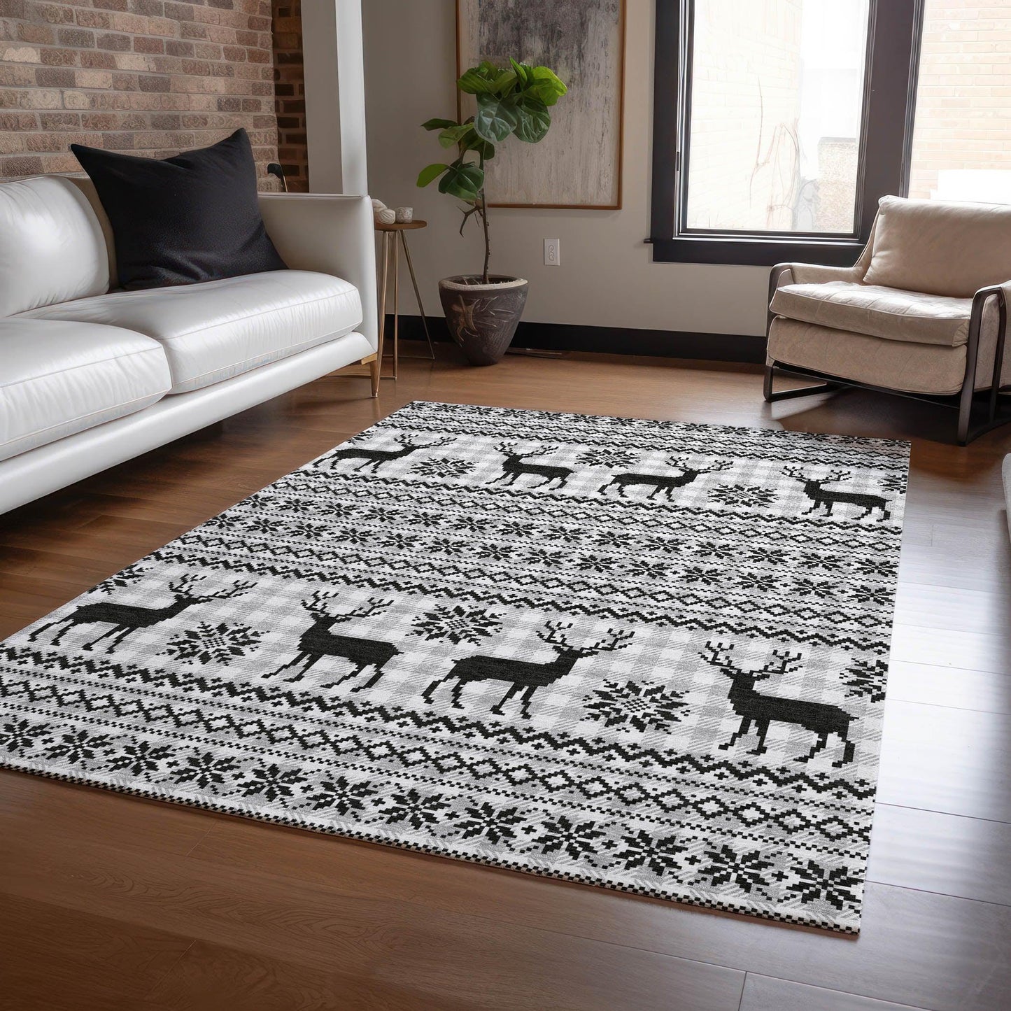 Quaion Gray Washable Indoor-Outdoor Rug