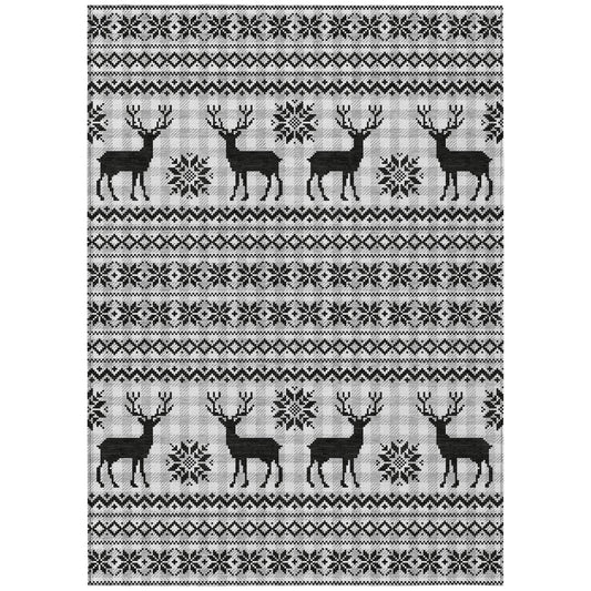 Quaion Gray Washable Indoor-Outdoor Rug