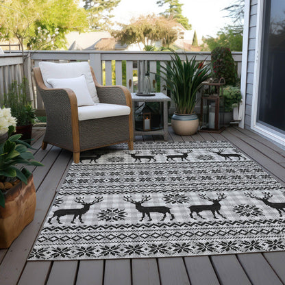 Quaion Gray Washable Indoor-Outdoor Rug