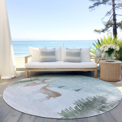 Quaira Blue Washable Indoor-Outdoor Rug