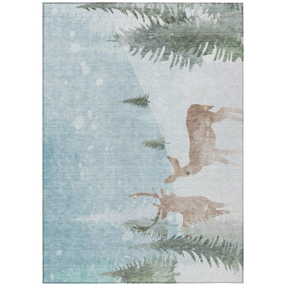 Quaira Blue Washable Indoor-Outdoor Rug