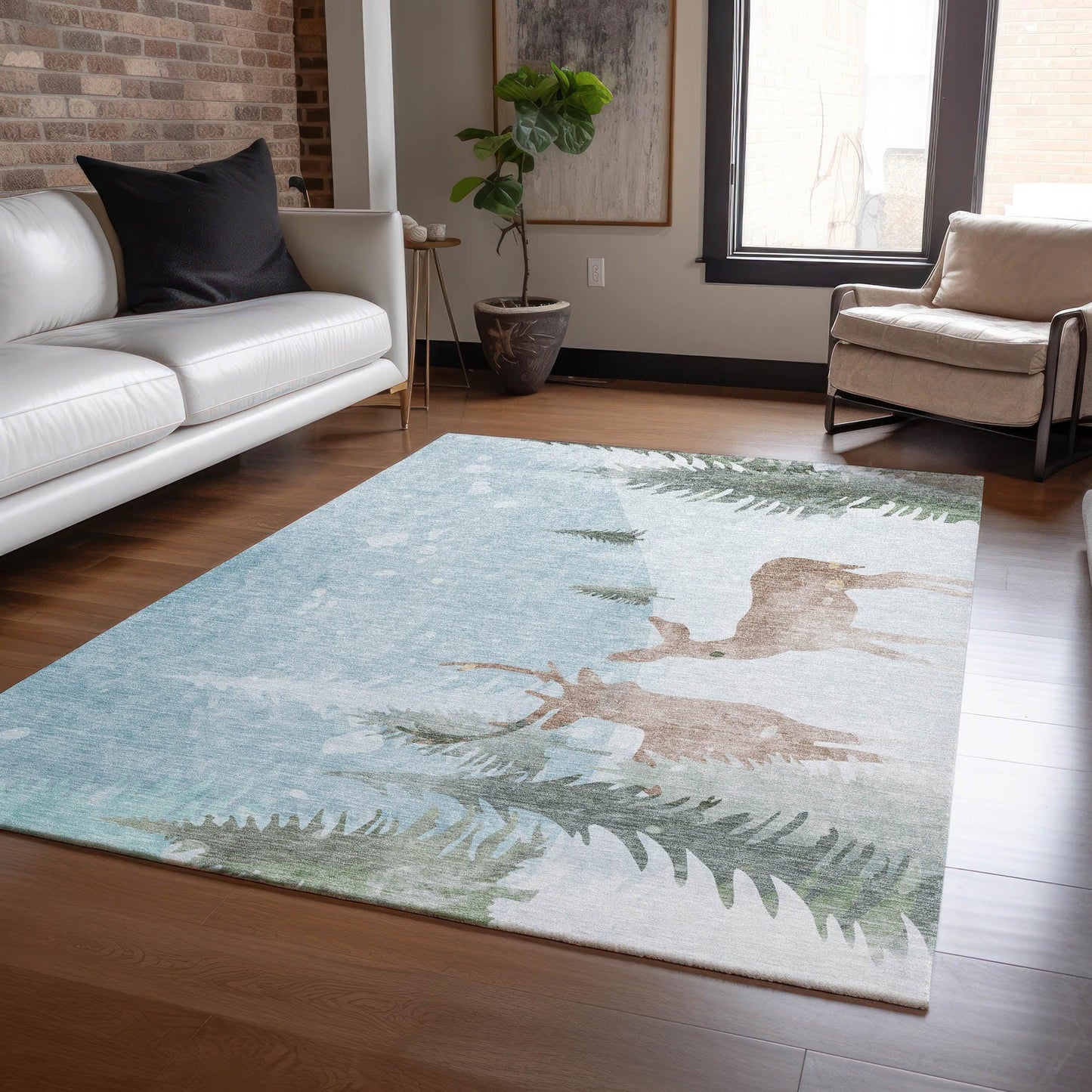 Quaira Blue Washable Indoor-Outdoor Rug