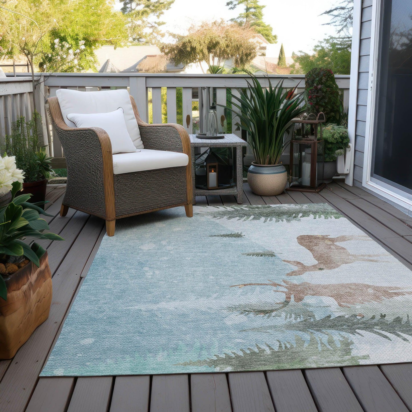 Quaira Blue Washable Indoor-Outdoor Rug