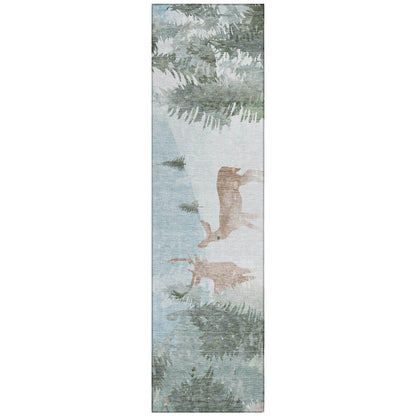 Quaira Blue Washable Indoor-Outdoor Rug