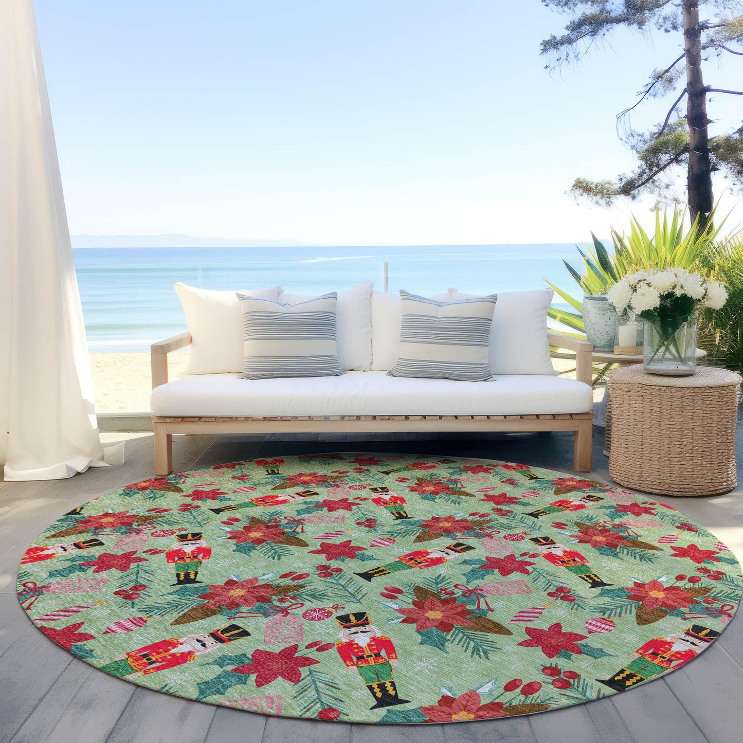 Quaira Green Washable Indoor-Outdoor Rug