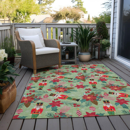 Quaira Green Washable Indoor-Outdoor Rug